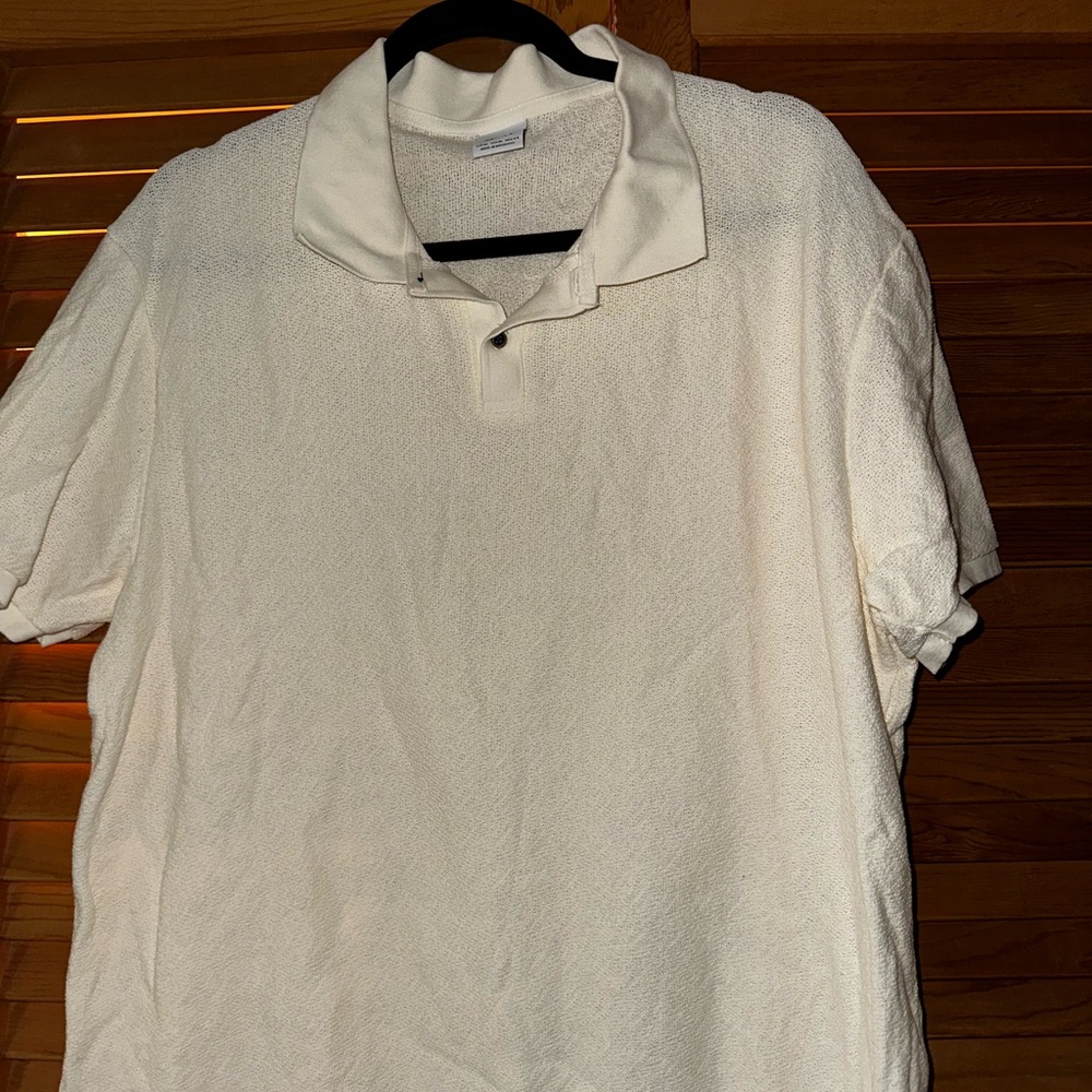 Zara Men's Off-White Polo Shirt